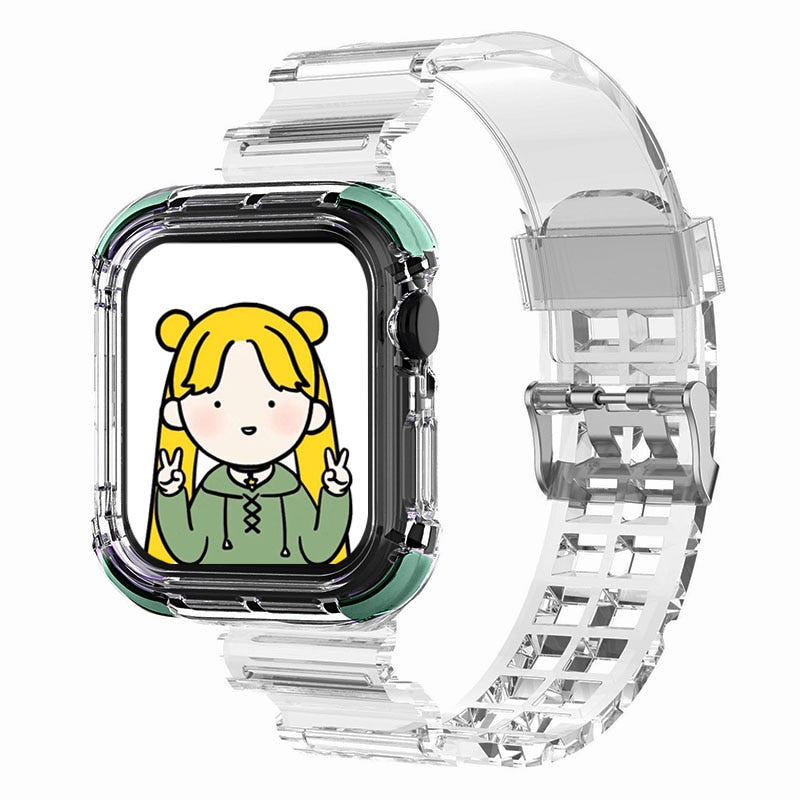 Correa deportiva más nueva para Apple Watch Series 6 1 2 3 4 5 de silicona transparente para Iwatch 5 4 correa de 38 mm, 40 mm, 42 mm y 44 mm