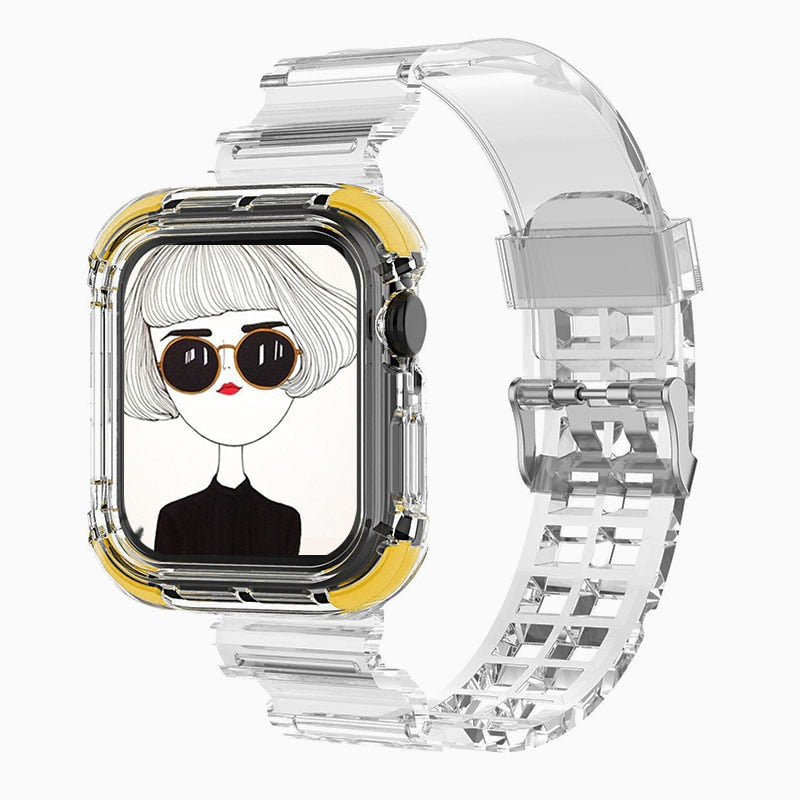Correa deportiva más nueva para Apple Watch Series 6 1 2 3 4 5 de silicona transparente para Iwatch 5 4 correa de 38 mm, 40 mm, 42 mm y 44 mm