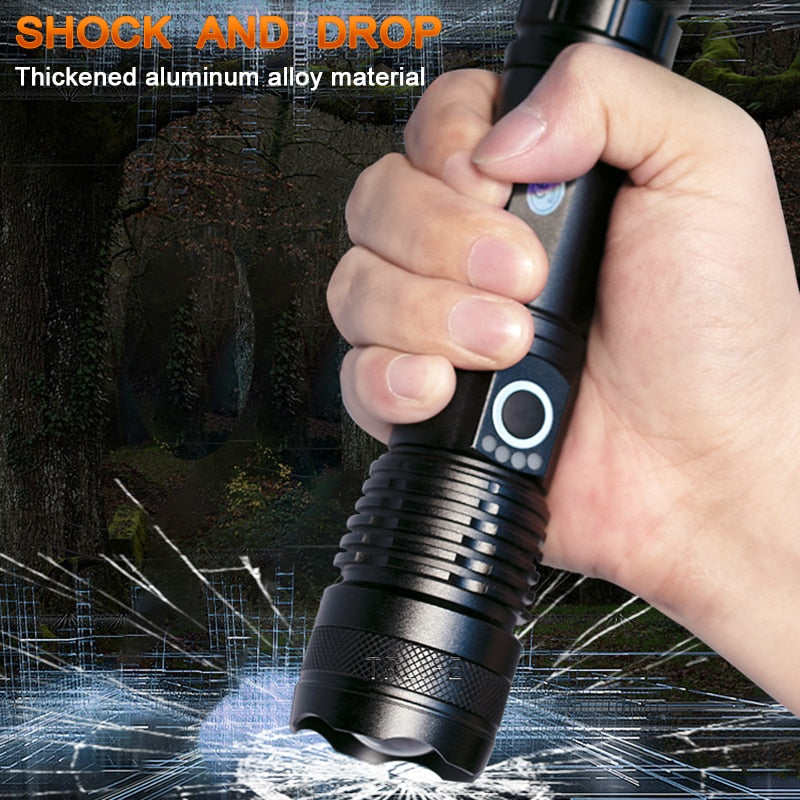 Most Powerful xhp50 LED Flashlight usb Rechargeable 18650 Zoom Aluminum Alloy led torch Best Camping, Outdoor & Emergency use