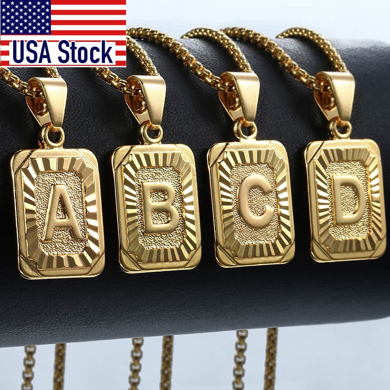 Colgante con letra inicial P, color oro amarillo, para mujer y hombre, joyería con nombre y letra, regalo, envío directo, GPM05D