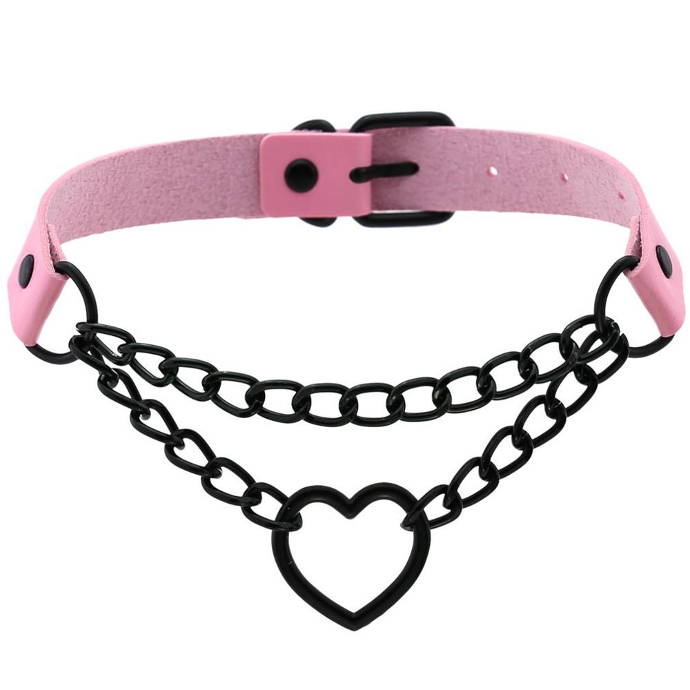 Gargantilla de corazón con cadena, estilo gótico, para niñas, estilo grunge, punk, kawaii, para cosplay, accesorios Harajuku