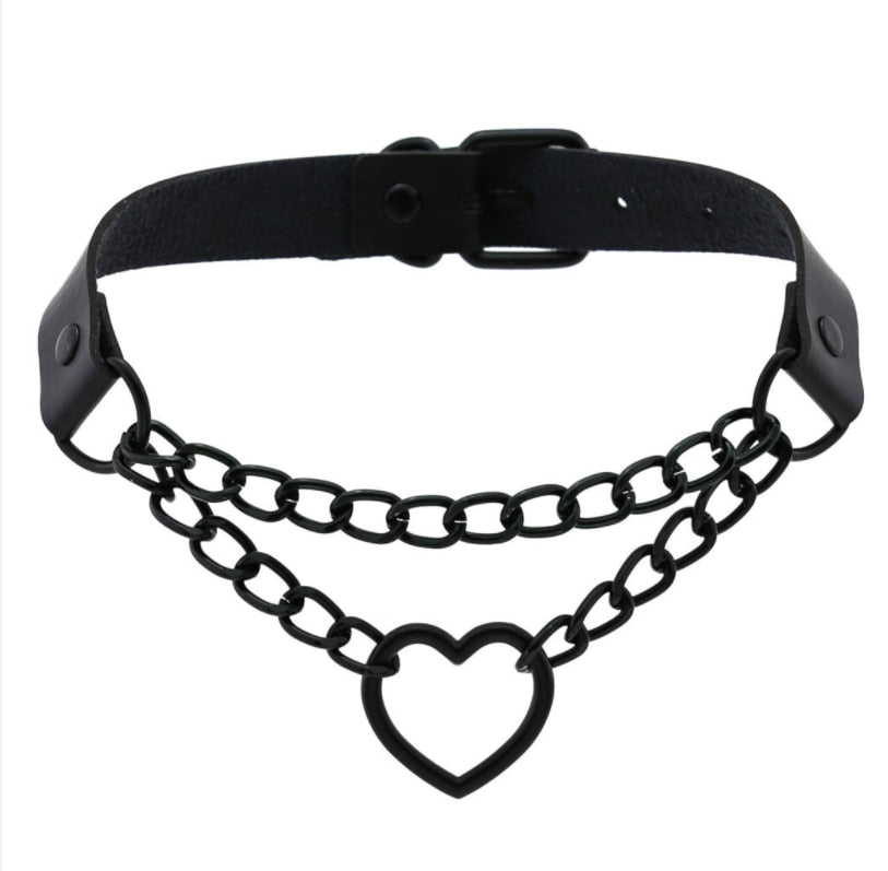 Gargantilla de corazón con cadena, estilo gótico, para niñas, estilo grunge, punk, kawaii, para cosplay, accesorios Harajuku