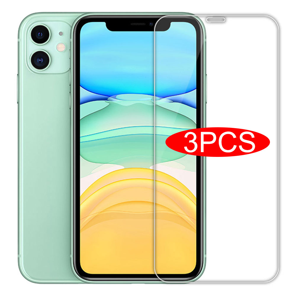 3 protectores de pantalla de vidrio templado de cobertura completa para iPhone 11 Pro X XR XS Max para iPhone 7 8 6 6s Plus 5 5s SE 11