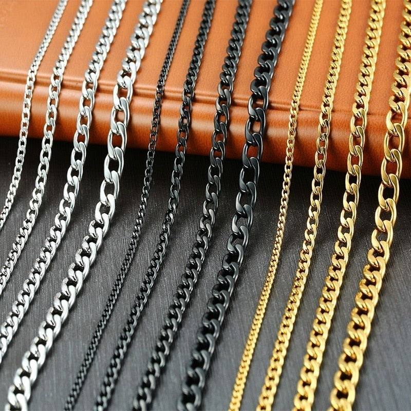 Collar de cadena de eslabones cubanos Vnox para hombre, de acero inoxidable, color dorado y negro, gargantilla masculina, joyería, regalos para él