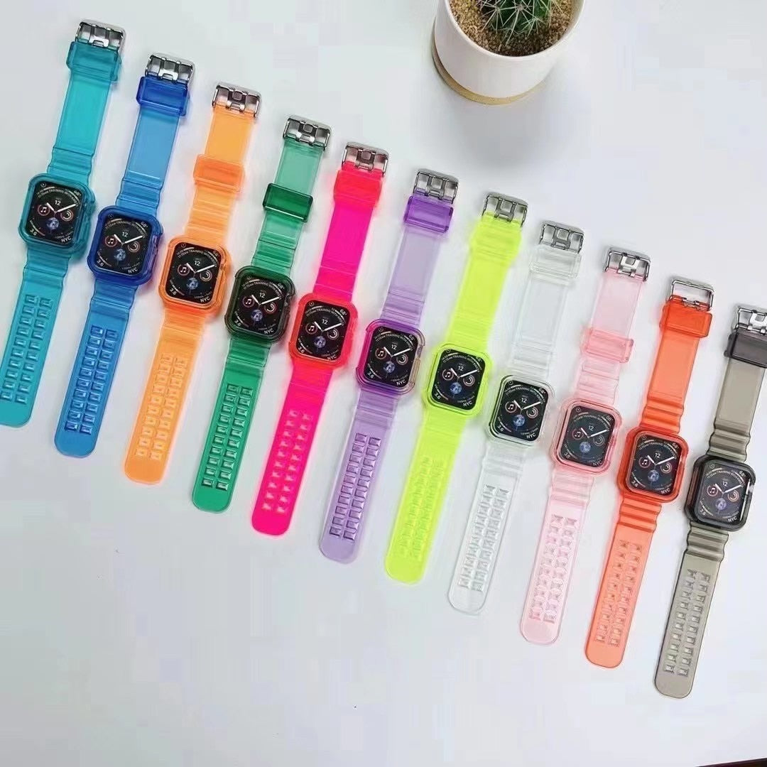 Correa deportiva más nueva para Apple Watch Series 6 1 2 3 4 5 de silicona transparente para Iwatch 5 4 correa de 38 mm, 40 mm, 42 mm y 44 mm
