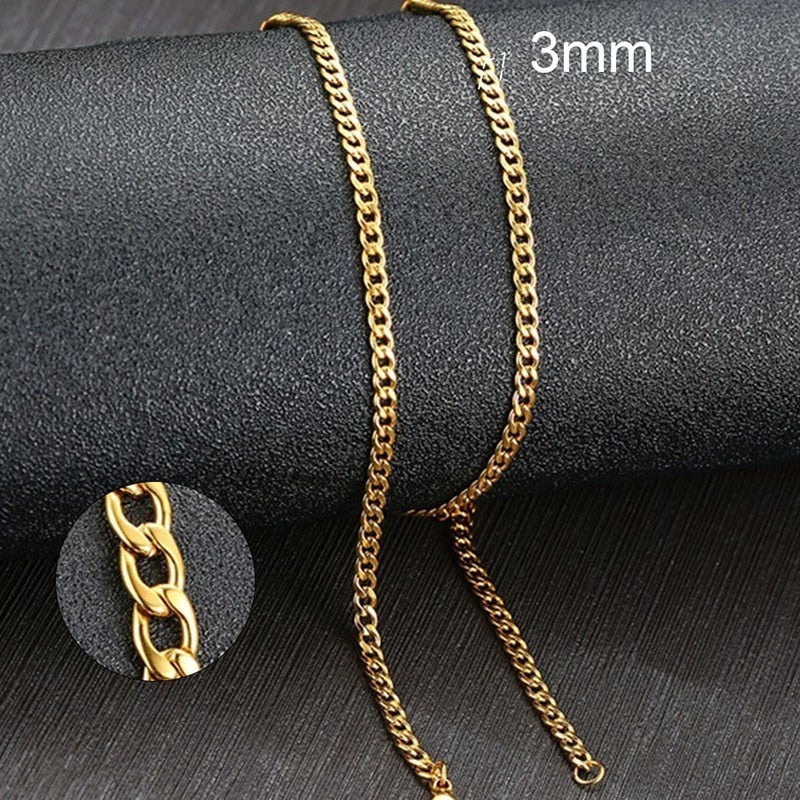 Collar de cadena de eslabones cubanos Vnox para hombre, de acero inoxidable, color dorado y negro, gargantilla masculina, joyería, regalos para él