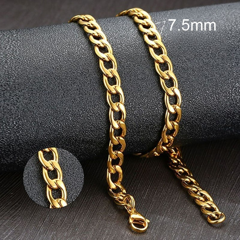 Collar de cadena de eslabones cubanos Vnox para hombre, de acero inoxidable, color dorado y negro, gargantilla masculina, joyería, regalos para él