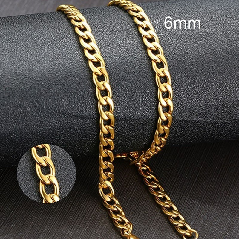 Collar de cadena de eslabones cubanos Vnox para hombre, de acero inoxidable, color dorado y negro, gargantilla masculina, joyería, regalos para él