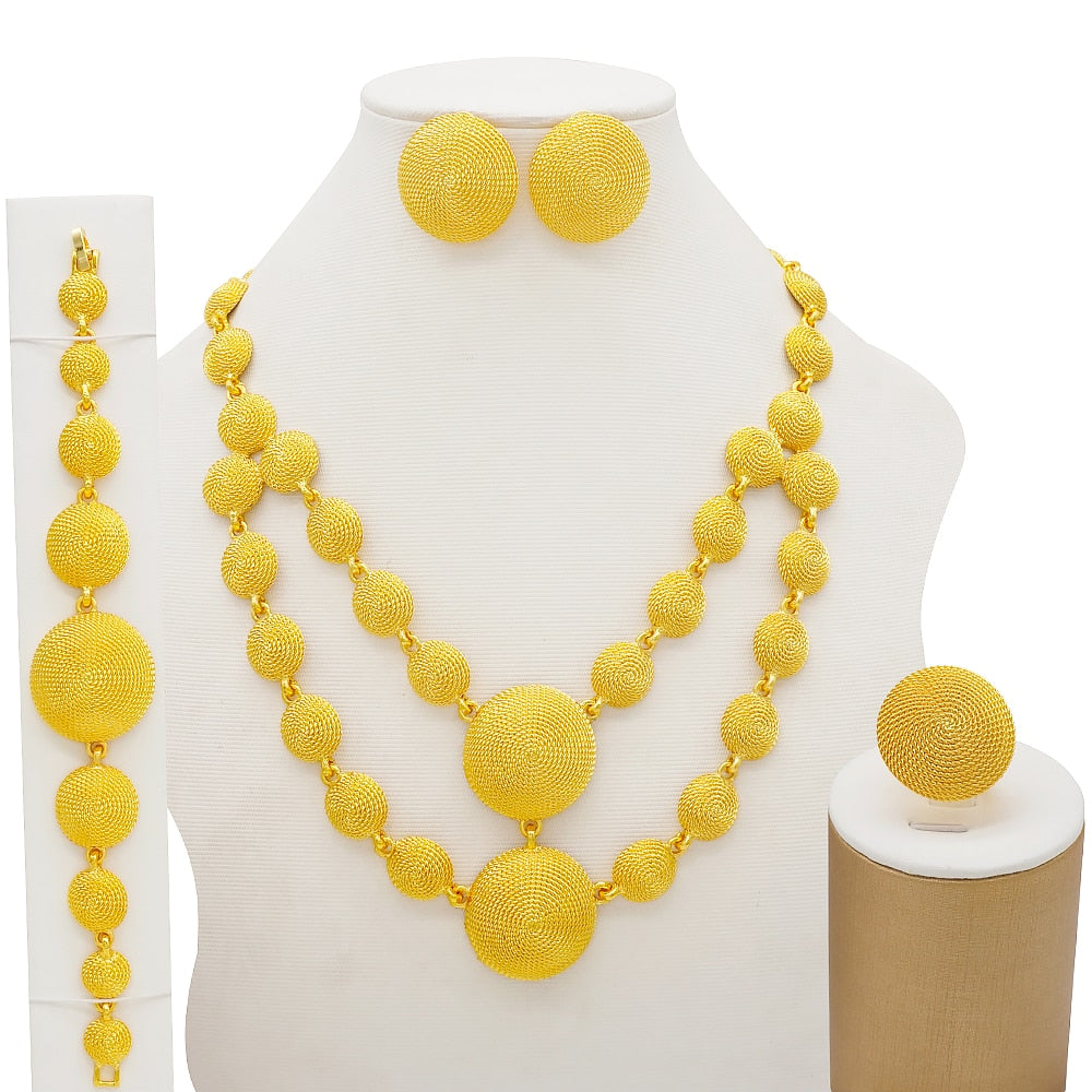 Conjuntos de joyas de Dubái, collar y pendientes de oro para mujer, africanos, franceses, bodas, fiestas, joyas de 24 quilates, regalos nupciales etíopes.