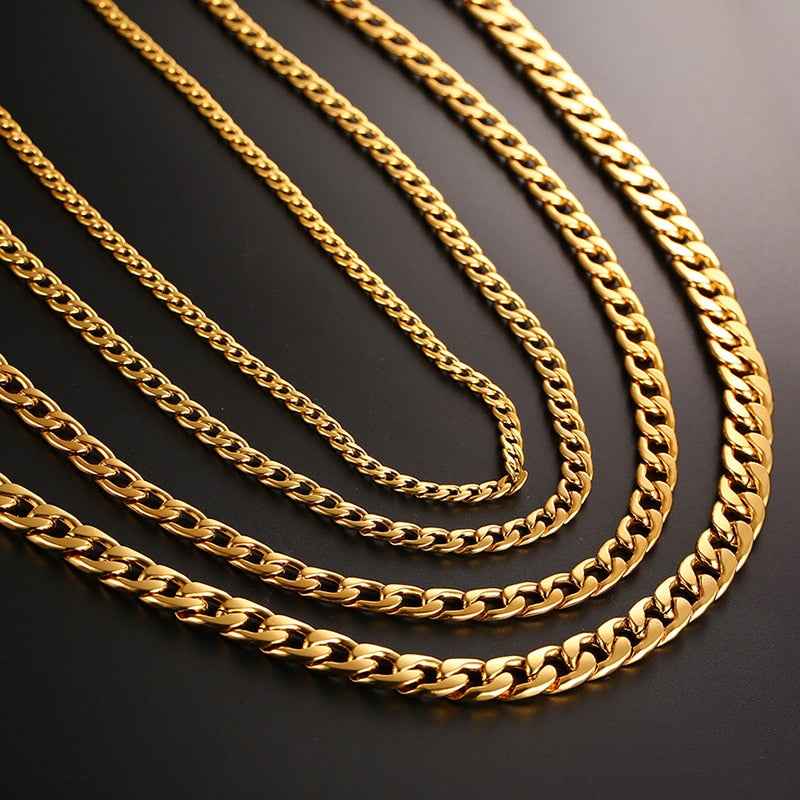 Collar de cadena de eslabones cubanos Vnox para hombre, de acero inoxidable, color dorado y negro, gargantilla masculina, joyería, regalos para él