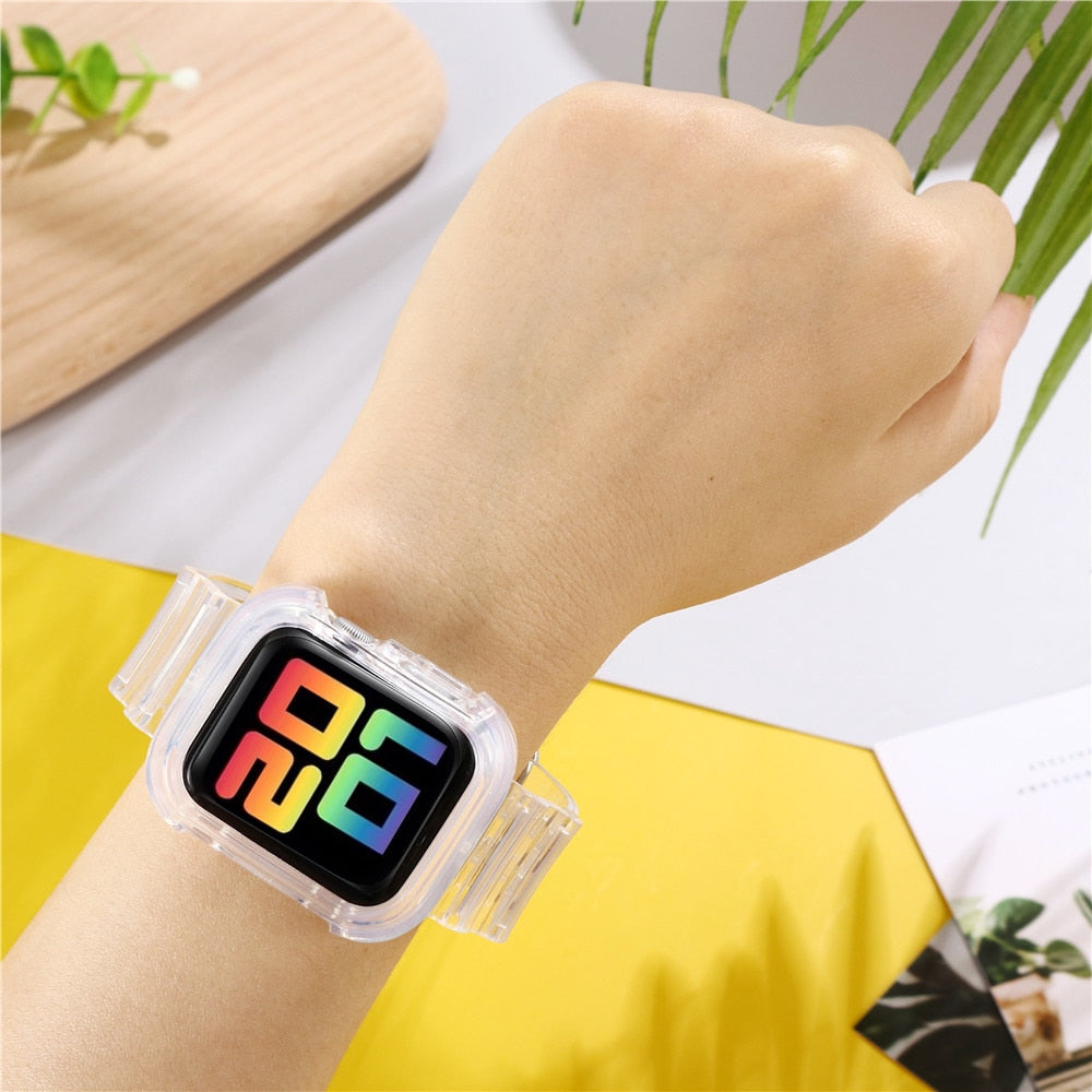 Correa deportiva más nueva para Apple Watch Series 6 1 2 3 4 5 de silicona transparente para Iwatch 5 4 correa de 38 mm, 40 mm, 42 mm y 44 mm
