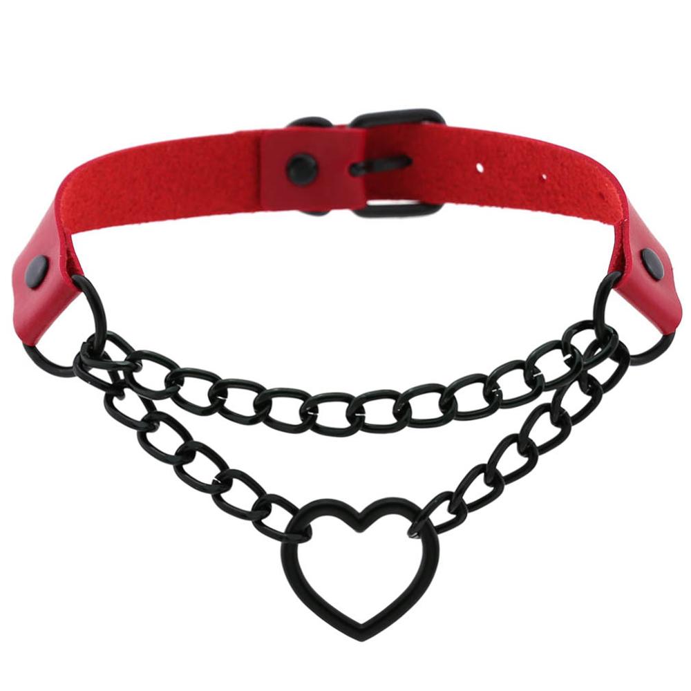 Gargantilla de corazón con cadena, estilo gótico, para niñas, estilo grunge, punk, kawaii, para cosplay, accesorios Harajuku