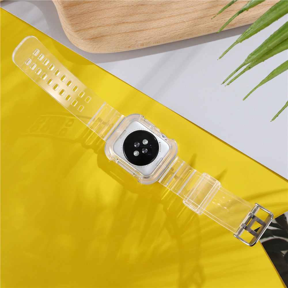 Correa deportiva más nueva para Apple Watch Series 6 1 2 3 4 5 de silicona transparente para Iwatch 5 4 correa de 38 mm, 40 mm, 42 mm y 44 mm