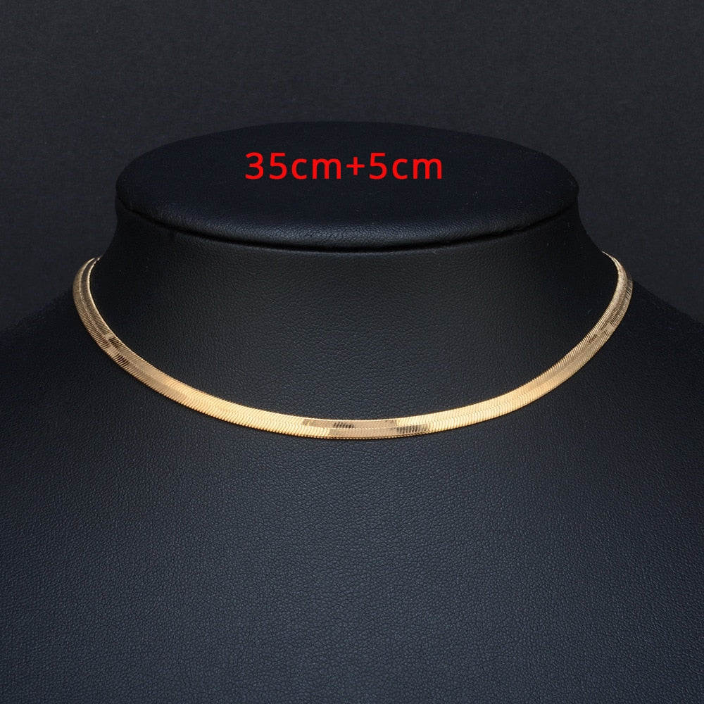 Gargantilla de serpiente de acero inoxidable de 35+5 cm, color dorado y plateado, de alta calidad, para mujer, 2019