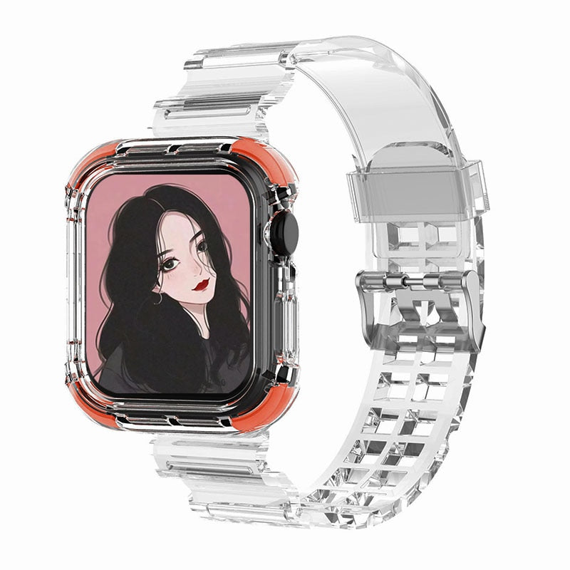 Correa deportiva más nueva para Apple Watch Series 6 1 2 3 4 5 de silicona transparente para Iwatch 5 4 correa de 38 mm, 40 mm, 42 mm y 44 mm