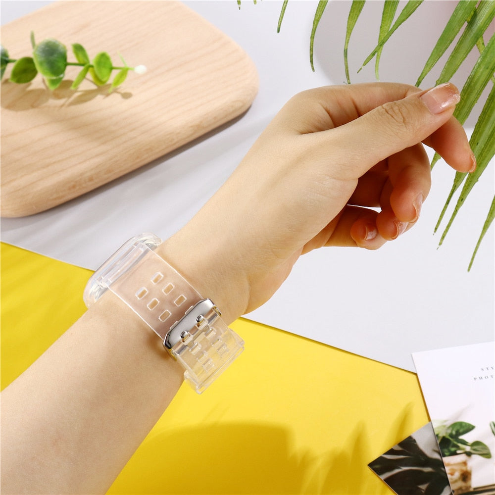 Correa deportiva más nueva para Apple Watch Series 6 1 2 3 4 5 de silicona transparente para Iwatch 5 4 correa de 38 mm, 40 mm, 42 mm y 44 mm