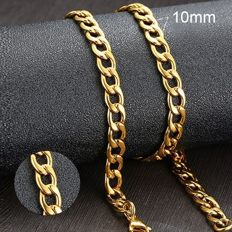 Collar de cadena de eslabones cubanos Vnox para hombre, de acero inoxidable, color dorado y negro, gargantilla masculina, joyería, regalos para él