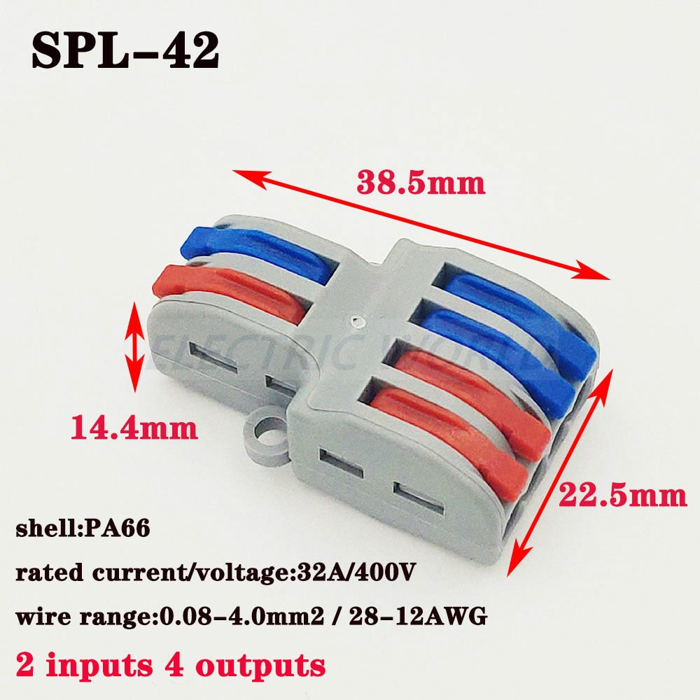 电线连接器SPL-42通用紧凑型接线连接器照明推入式接线端子连接器迷你快速电缆连接器
