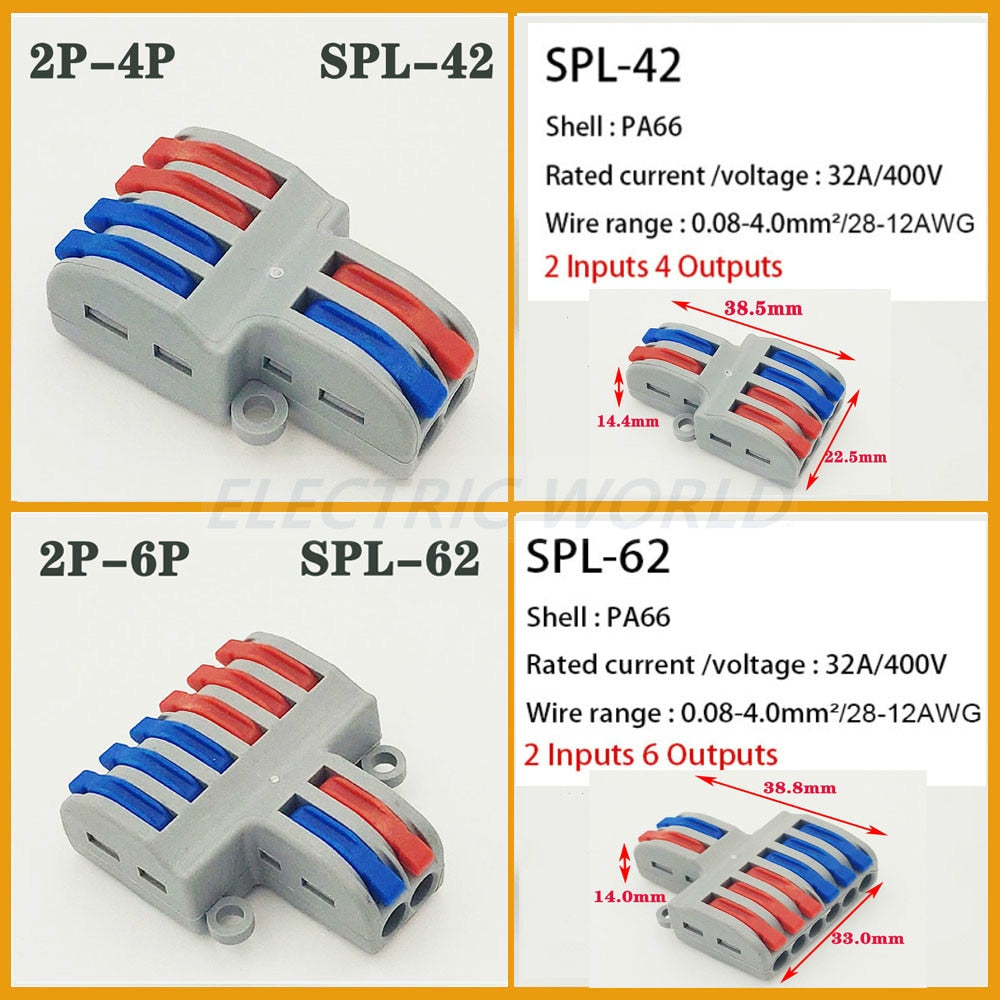 电线连接器SPL-42通用紧凑型接线连接器照明推入式接线端子连接器迷你快速电缆连接器