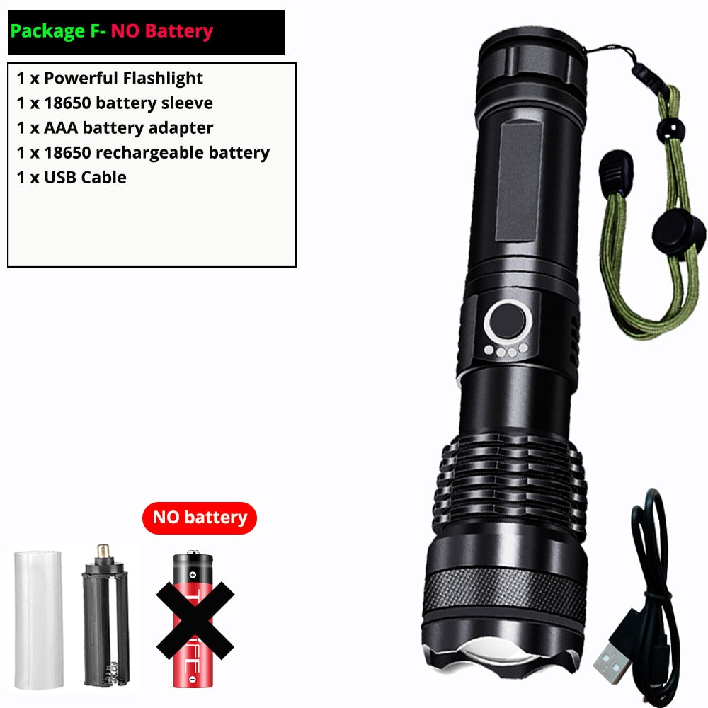 Most Powerful xhp50 LED Flashlight usb Rechargeable 18650 Zoom Aluminum Alloy led torch Best Camping, Outdoor & Emergency use