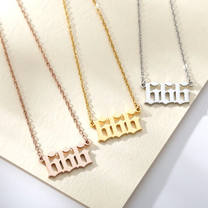 444 666 777 Angel Number Necklace Devil Angel 999 222 111 Necklace for Women Collares Chain Stainless Steel Minimalist Jewelry