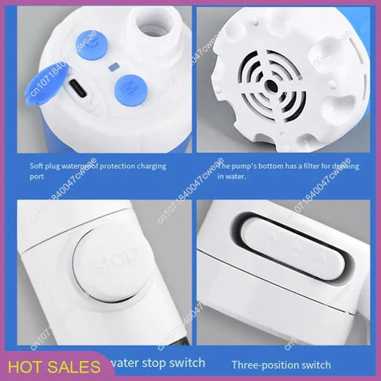 Rechargeable Electric Outdoor Camp Shower Pump, Upgrade Version for Portable Showers While for Camping,Hiking Traveling-A98U