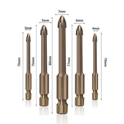 3/4 Pcs High Hardness Skewed Head Eccentric Drill Bits Multifunction Drill Bit Sets Metal Twist Drill Bits for Glass/Tile/Wood