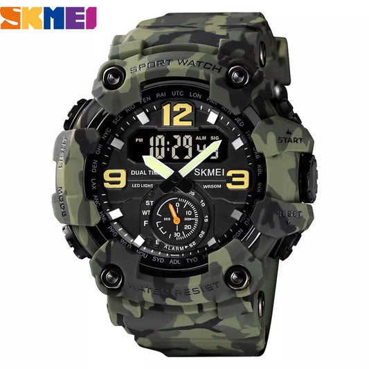 Reloj militar vintage para hombre, resistente al agua hasta 50 m, SKMEI, marca de lujo, estilo deportivo, digital, correa de PU, original