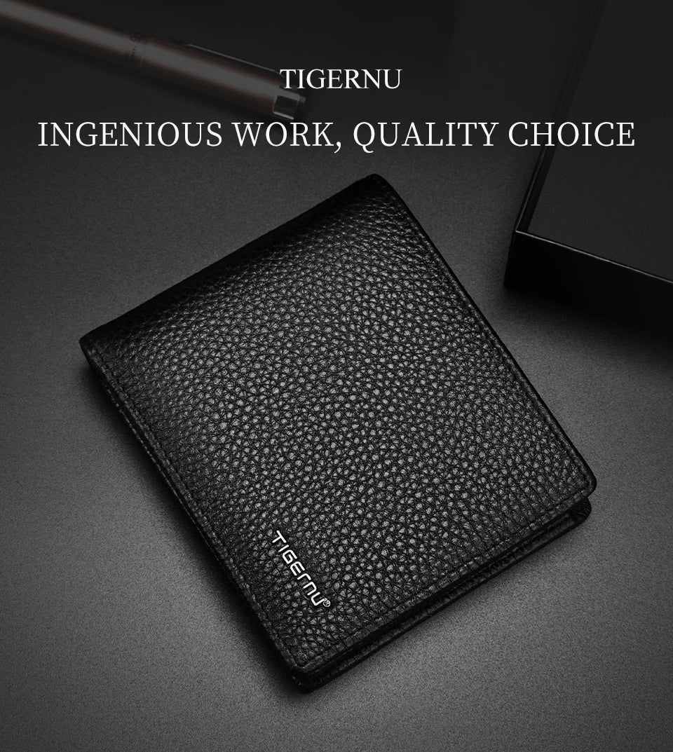 Tigernu 100% Genuine Leather Men Wallet Designer Men's Purse Card Wallet For Men Small Money Bag High Quality Luxury Male Wallet