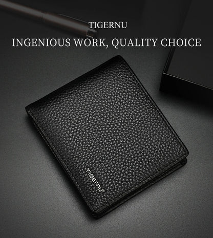 Tigernu 100% Genuine Leather Men Wallet Designer Men's Purse Card Wallet For Men Small Money Bag High Quality Luxury Male Wallet