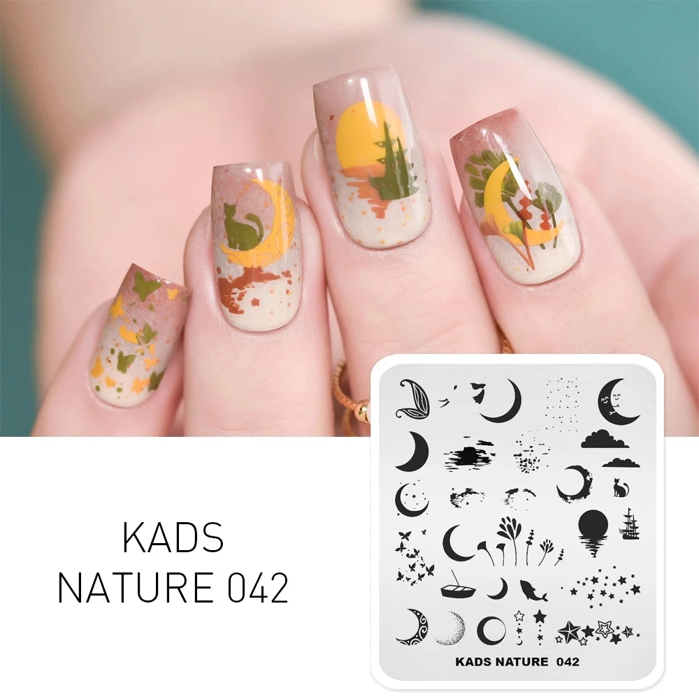 Nail Stamping Plates Sun Moon Stars Pattern Design Nail Art Image Template Stainless Steel Printing Plate for DIY Nails