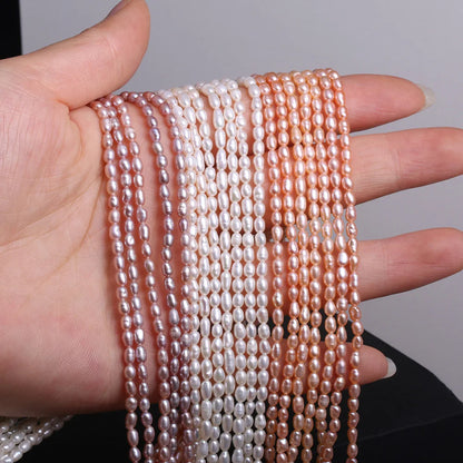 Perlas naturales de agua dulce de alta calidad con forma de arroz, cuentas sueltas para hacer joyas, pulseras, collares y accesorios.