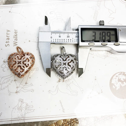 Colgante de corazón de amor, medallón de moda, glamuroso, joyería de plata de ley 925, accesorios de estilo europeo, regalo para el alma de la mujer.