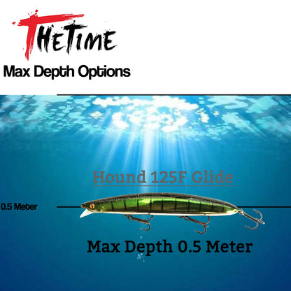 THETIME HOUND125F Glide Baits 19g Floating Minnow Fishing Lure Tungsten Weight 125mm Pike Swimbait Jerkbaits Sea CrankBait