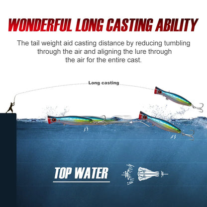 Noeby Big game Popper Fishing Lures 12cm43g 16cm78g 20cm154g Topwater Wobbler Artificial Hard Bait for GT Saltwater Fishing Lure
