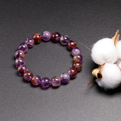 Genuine Natural Auralite 23 Bracelets Natural Stone Stretch Amethyst Round Bead Gem Bracelet Women Men Fine Jewelry Gift
