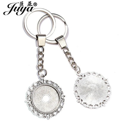 Lote de 5 cabujón redondo de 25 mm con diseño de flores, base de camafeo para llavero, colgante, accesorios para hacer joyas, suministros hechos a mano.