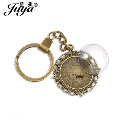 Lote de 5 cabujón redondo de 25 mm con diseño de flores, base de camafeo para llavero, colgante, accesorios para hacer joyas, suministros hechos a mano.