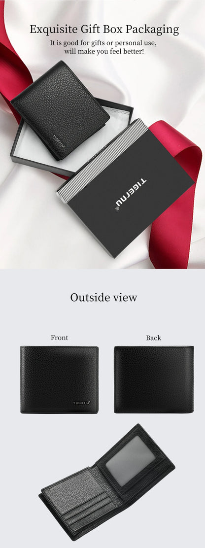 Tigernu 100% Genuine Leather Men Wallet Designer Men's Purse Card Wallet For Men Small Money Bag High Quality Luxury Male Wallet