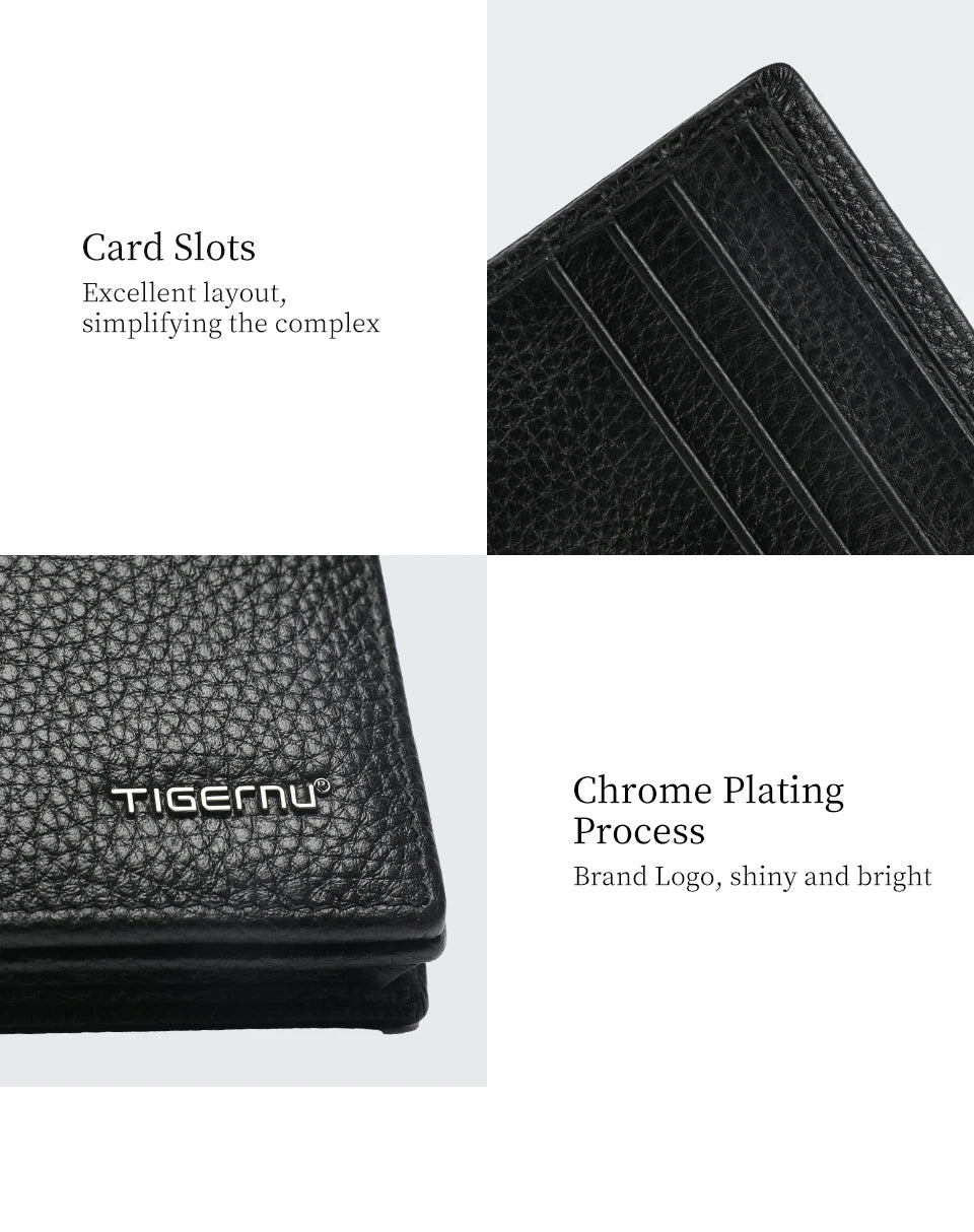 Tigernu 100% Genuine Leather Men Wallet Designer Men's Purse Card Wallet For Men Small Money Bag High Quality Luxury Male Wallet