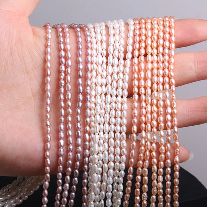 Perlas naturales de agua dulce de alta calidad con forma de arroz, cuentas sueltas para hacer joyas, pulseras, collares y accesorios.