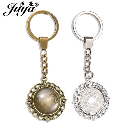 Lote de 5 cabujón redondo de 25 mm con diseño de flores, base de camafeo para llavero, colgante, accesorios para hacer joyas, suministros hechos a mano.