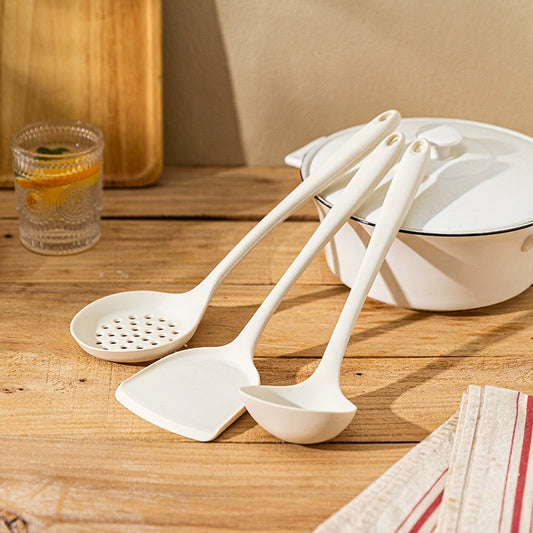 Espátula de silicona, sartén antiadherente, menaje especial para cocina doméstica, espátula resistente a altas temperaturas, cuchara sopera y colador, pala apta para uso alimentario