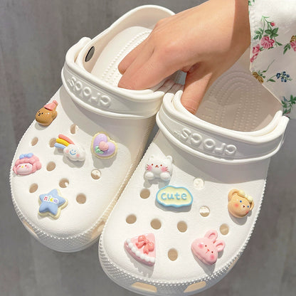 彩虹卡通熊洞洞鞋配件Crocs鞋饰十字架卡骆驰装饰扣配件鞋扣
