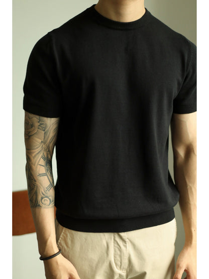 Camiseta de manga corta de negocios para hombre de hilo de algodón puro Yuxian