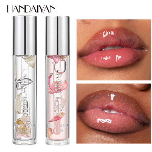 handaiyan cross-border transparent dried flower lip gloss mirror water light lip gloss lasting nourishing moisturizing Pearl lip gloss