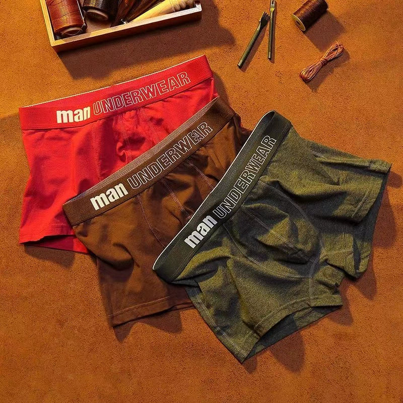 Men's Large Size Mid-Waist Elastic Underwear for Teenagers in Autumn