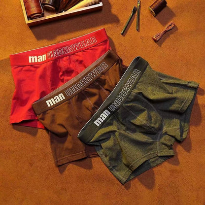 Men's Large Size Mid-Waist Elastic Underwear for Teenagers in Autumn
