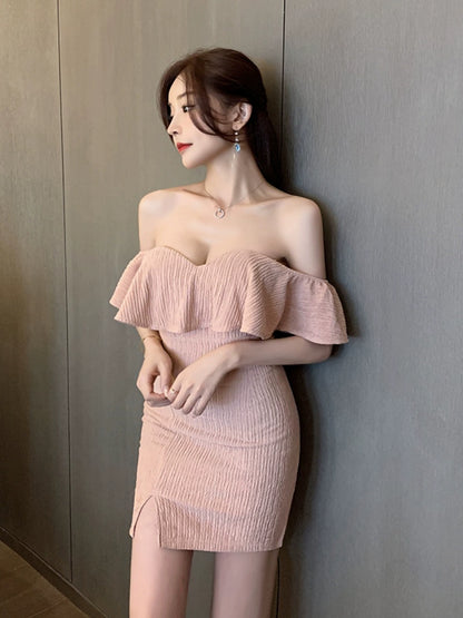 Muses French Style Square-Neck Cinched Adult Lady like Woman Dress