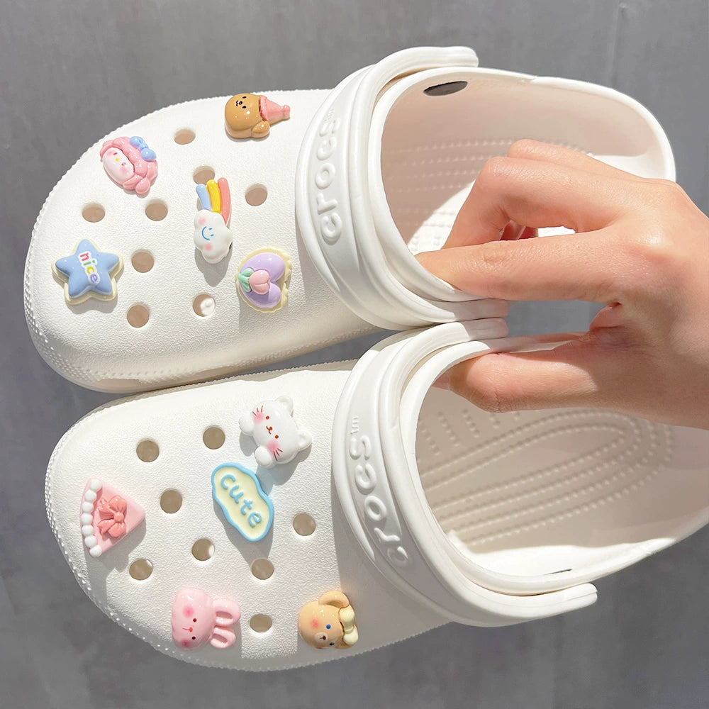 彩虹卡通熊洞洞鞋配件Crocs鞋饰十字架卡骆驰装饰扣配件鞋扣